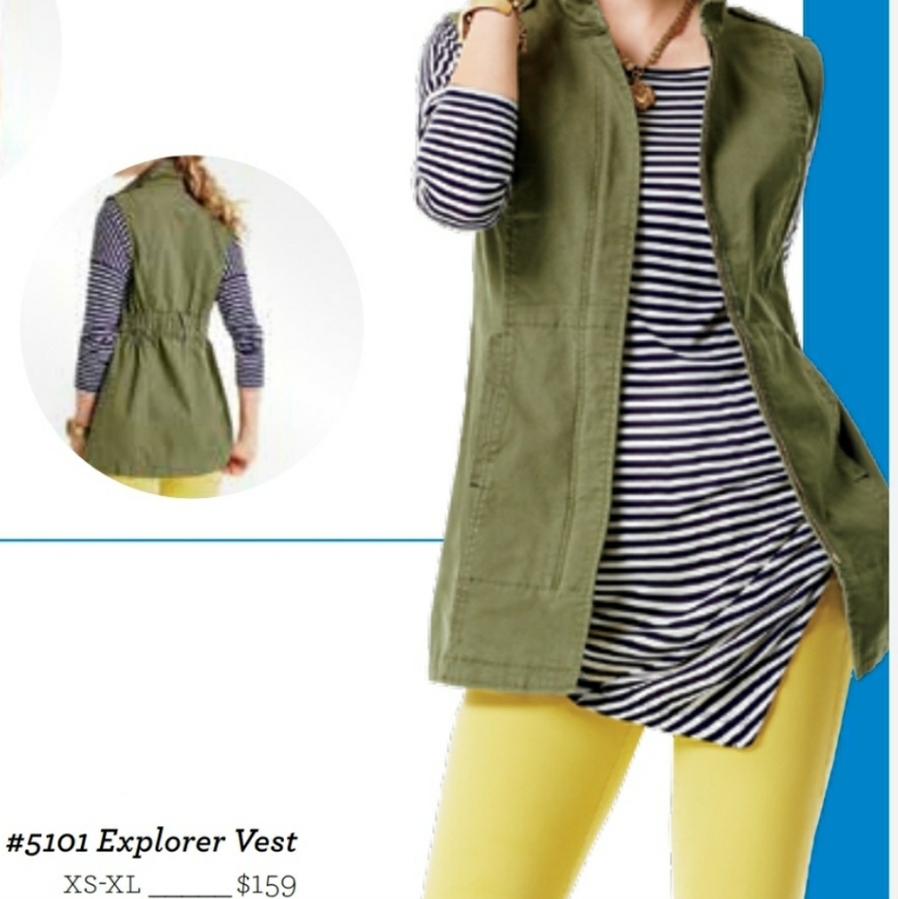 Cabi Army Green Jacket Explorer Vest M